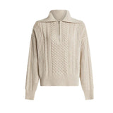 Camello Relaxed Cable Half Zip- Parchment