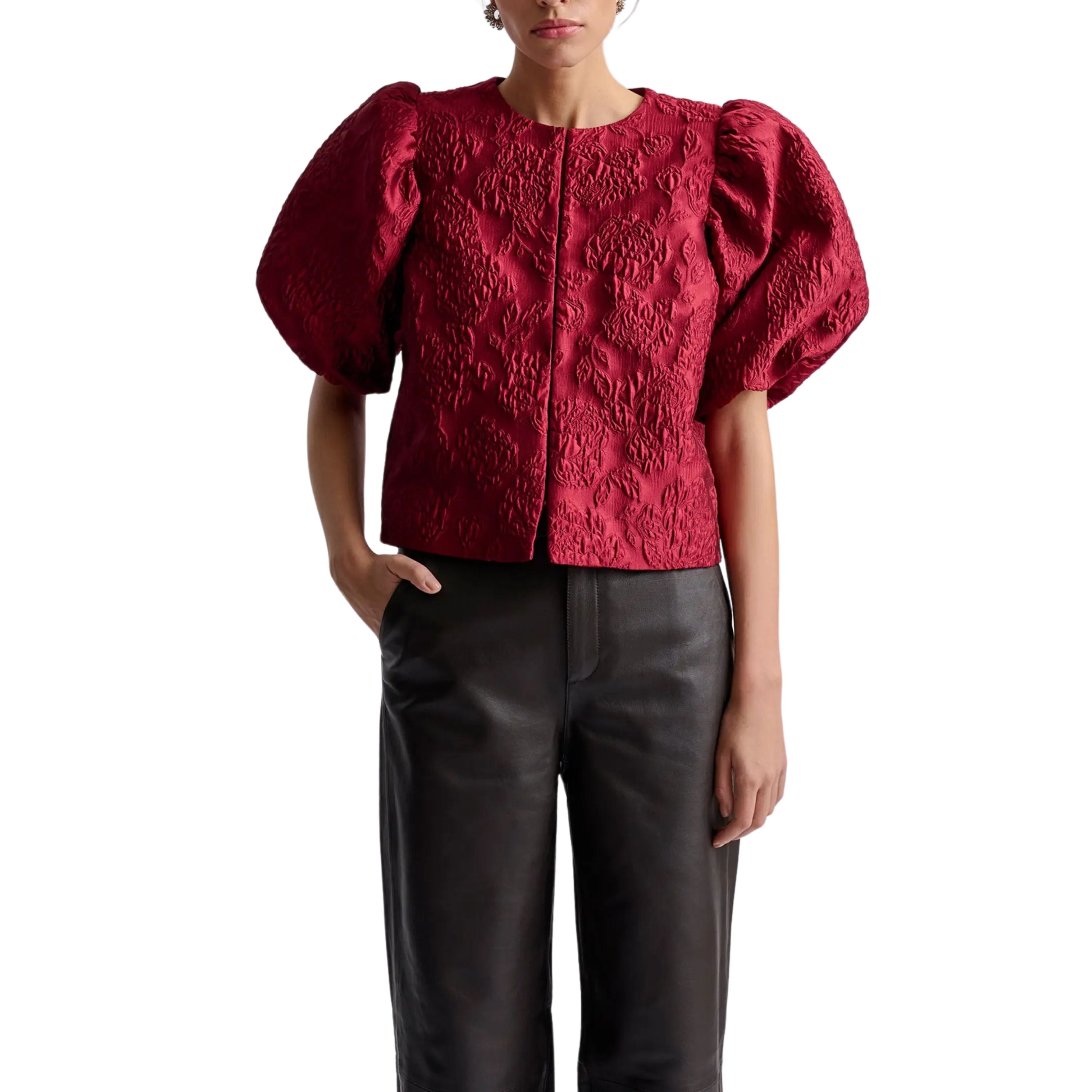 Cleo Puff Blouse Red