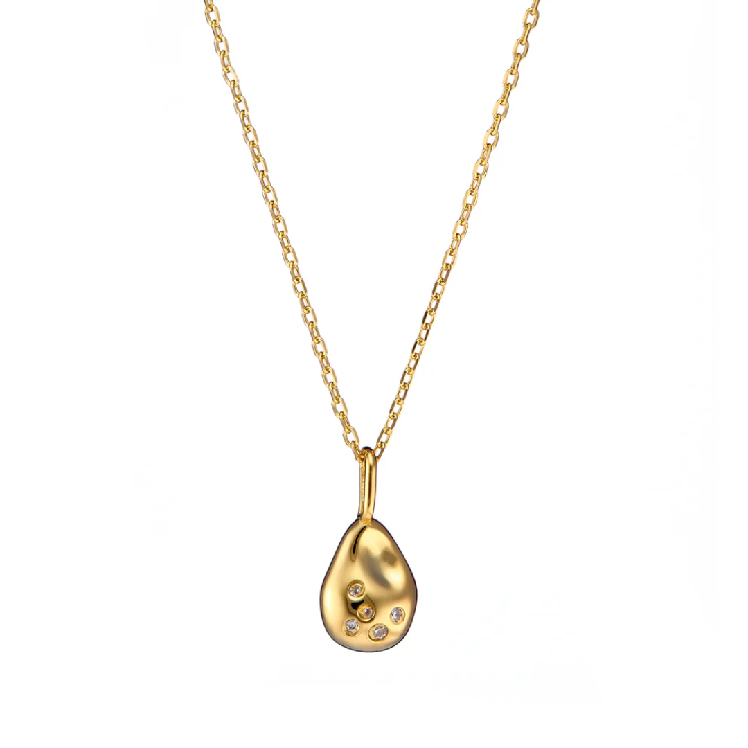 Nugget Cz Necklace Gold