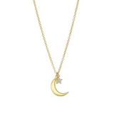 Moon + Pave Star Necklace G