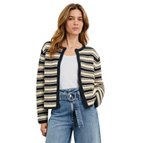 Nelly Cardigan Navy Oat Stripe