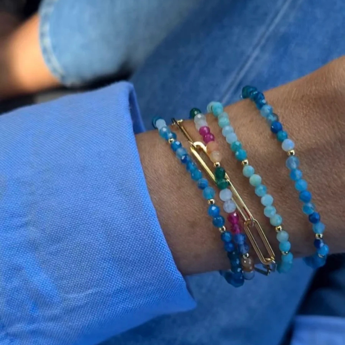 Ice Blue Beaded Bracelet