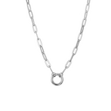 Link Chain & Circle Necklace Silver