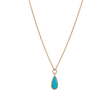 Turquoise Slim Drop Necklace Gold