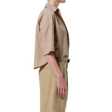 Frances Cropped Cape Button Up Catalina