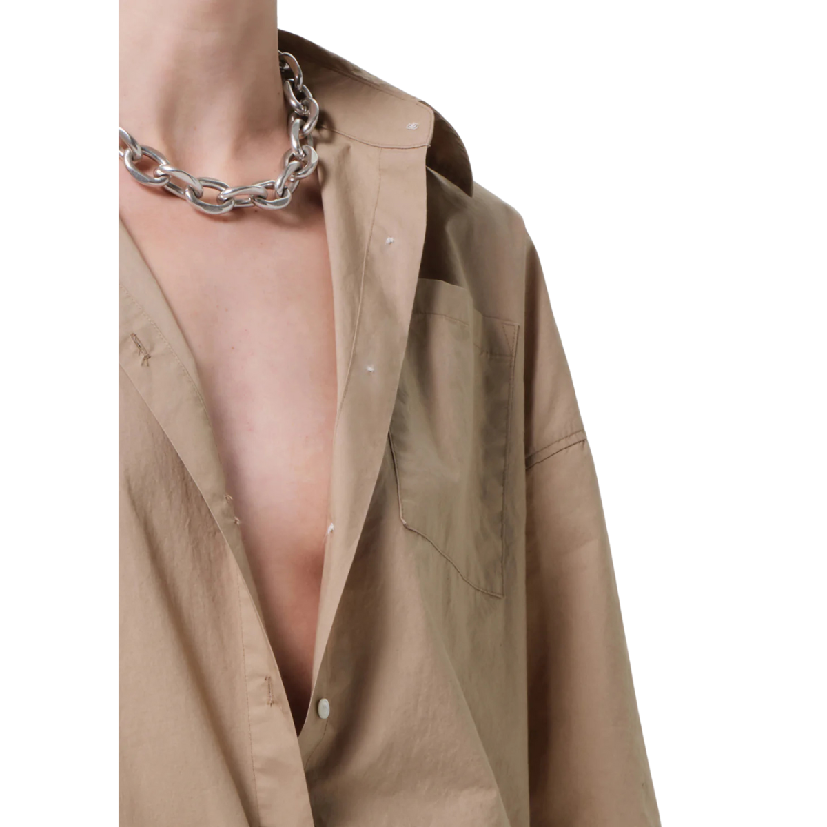 Frances Cropped Cape Button Up Catalina