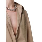 Frances Cropped Cape Button Up Catalina