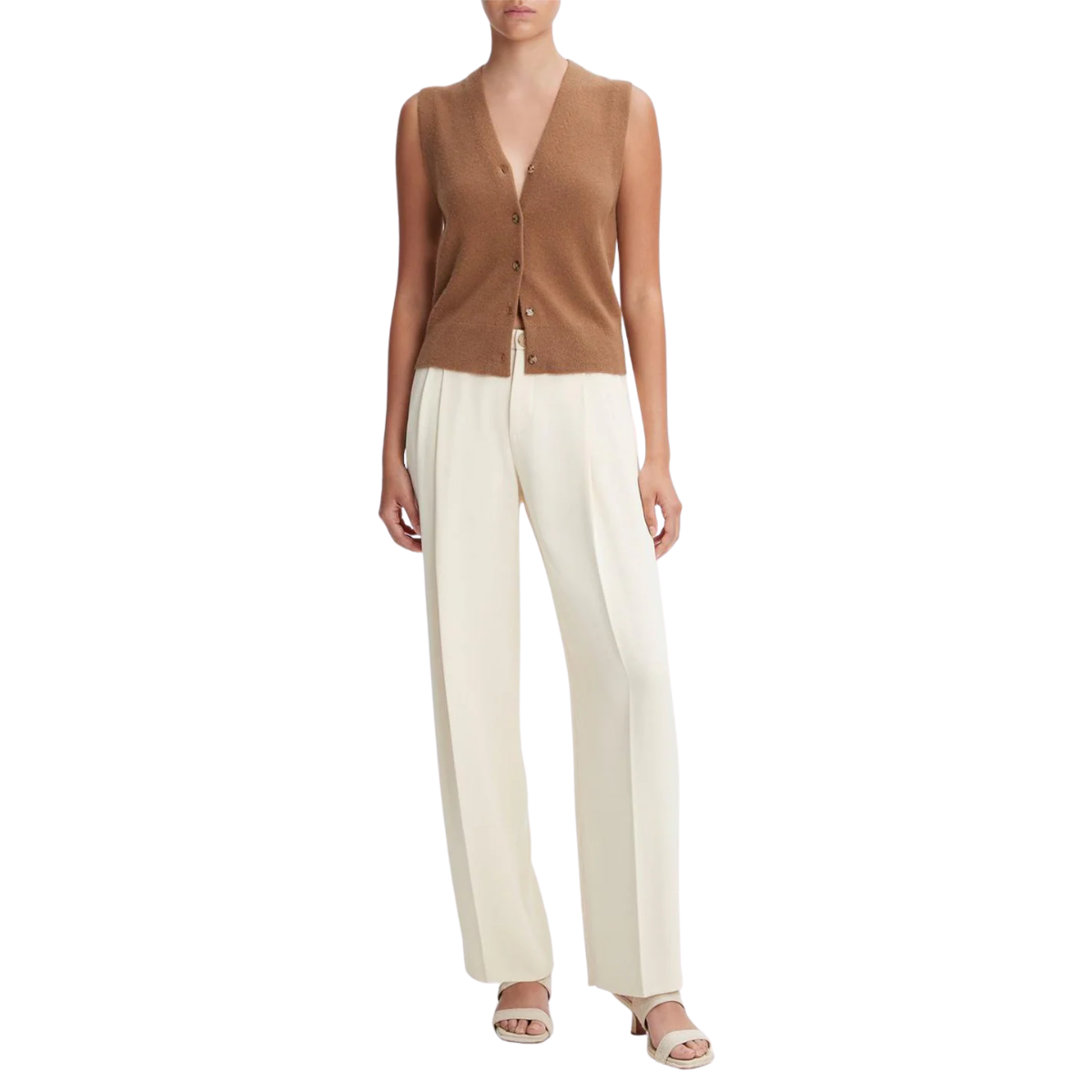 Shrunken Button Vest Camel