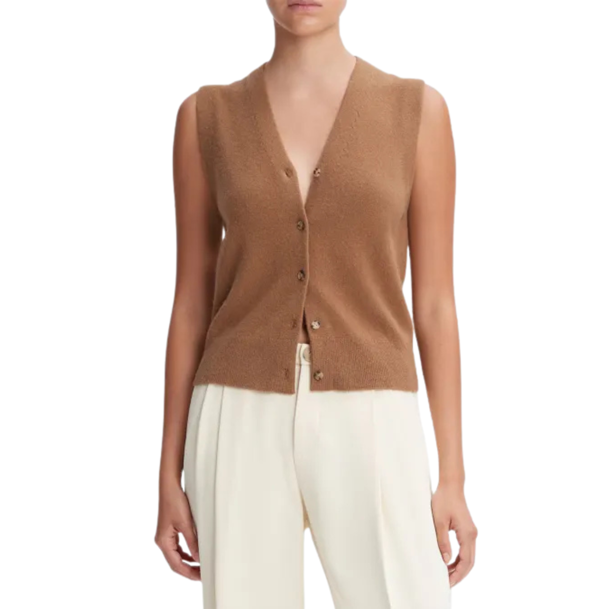 Shrunken Button Vest Camel