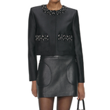 Taffeta Embellished Trim Jacket Black