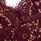 Floral Lace Midi Dress Burgundy