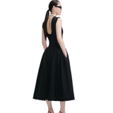 Black Boucle Midi Dress