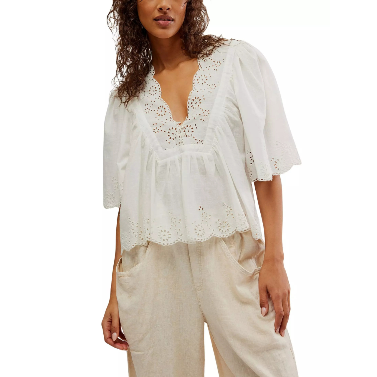 Costa Eyelet Top White