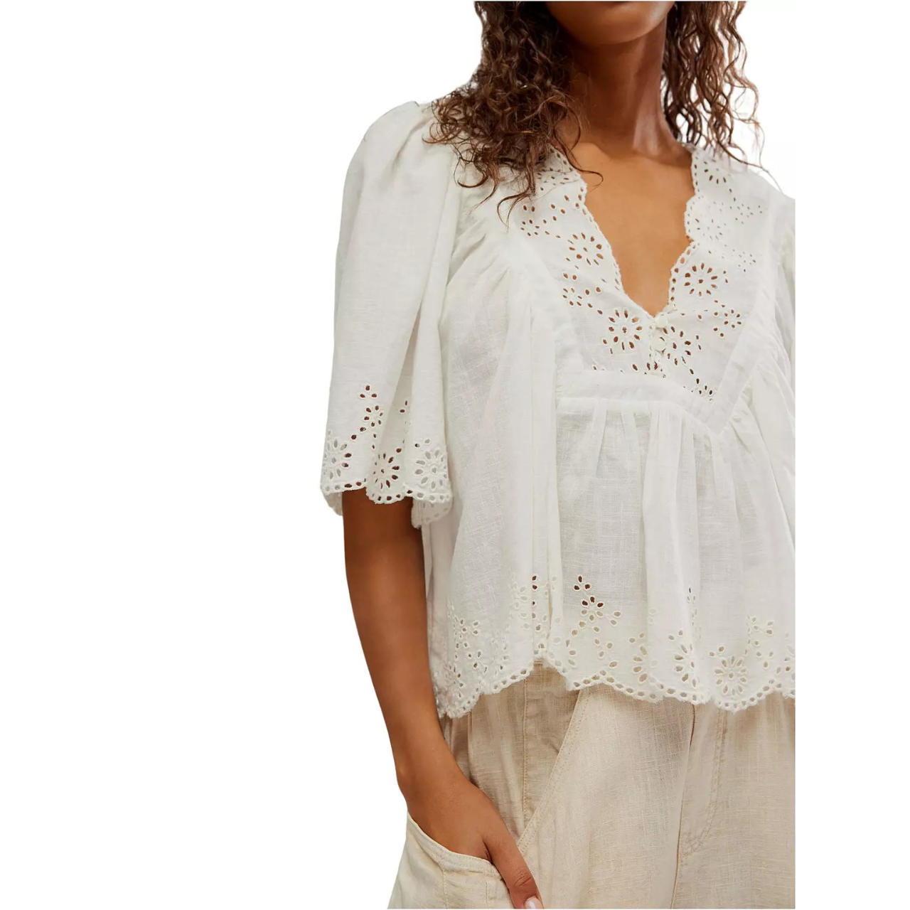 Costa Eyelet Top White