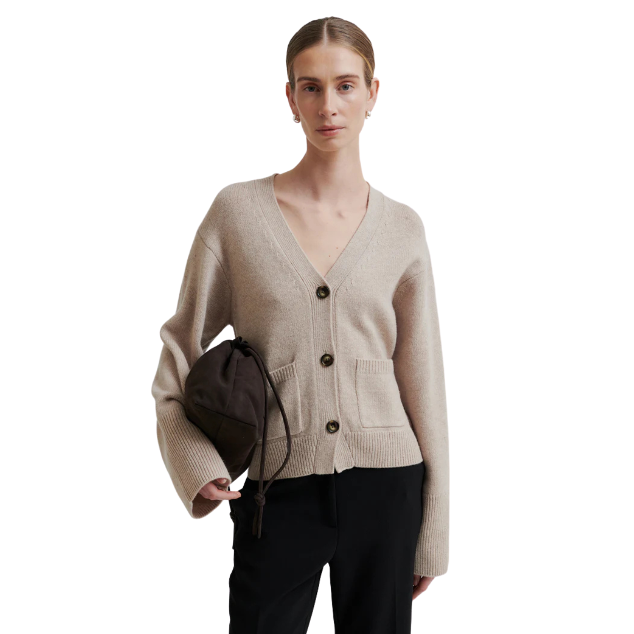 Alpha Fitted Cardigan Beige