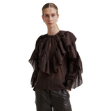 Fria Frill Blouse Chocolate