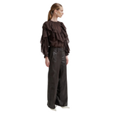 Fria Frill Blouse Chocolate