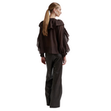 Fria Frill Blouse Chocolate