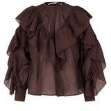 Fria Frill Blouse Chocolate