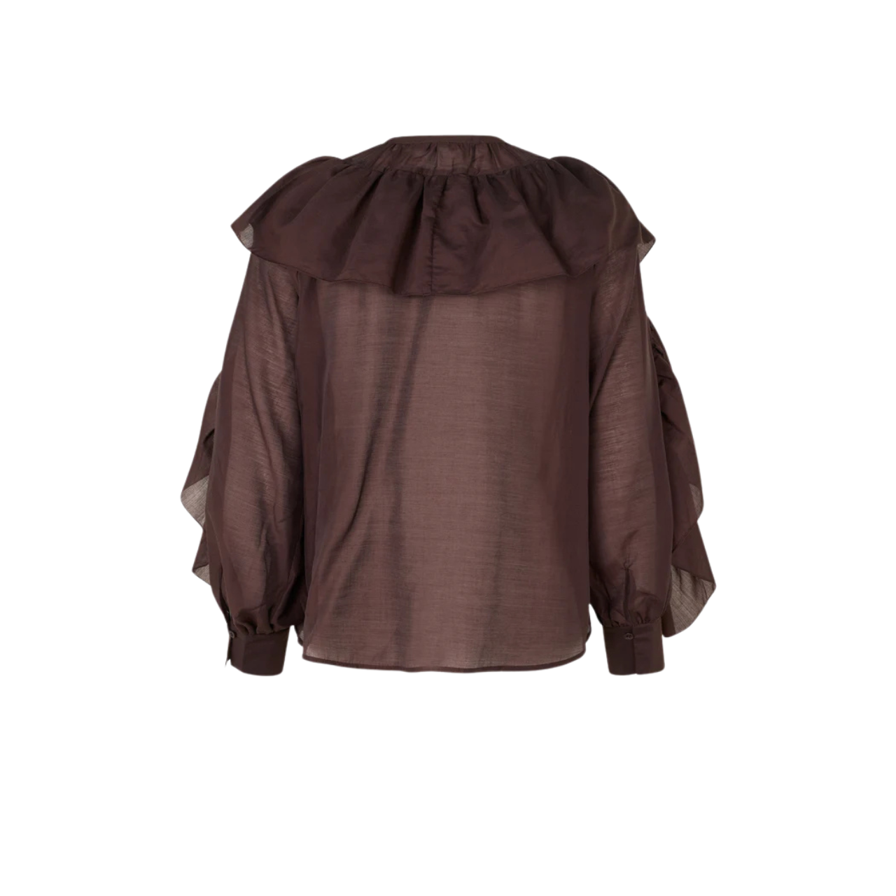 Fria Frill Blouse Chocolate