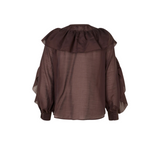 Fria Frill Blouse Chocolate