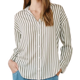 Oversized Button Down Shirt Fern/Stripe