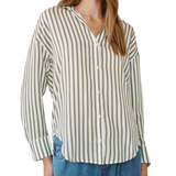 Oversized Button Down Shirt Fern/Stripe