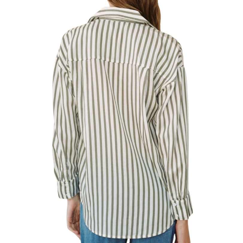 Oversized Button Down Shirt Fern/Stripe