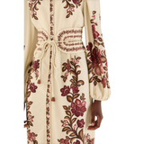 Renata Floral Sand L/S Midi Dress