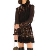 Garden Black Long Sleeve Mini Dress