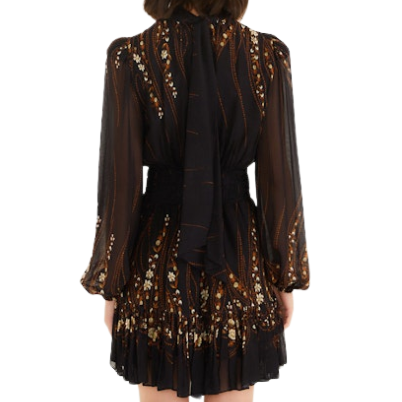 Garden Black Long Sleeve Mini Dress
