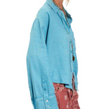 Laurel Blue Linen Button Up Shirt