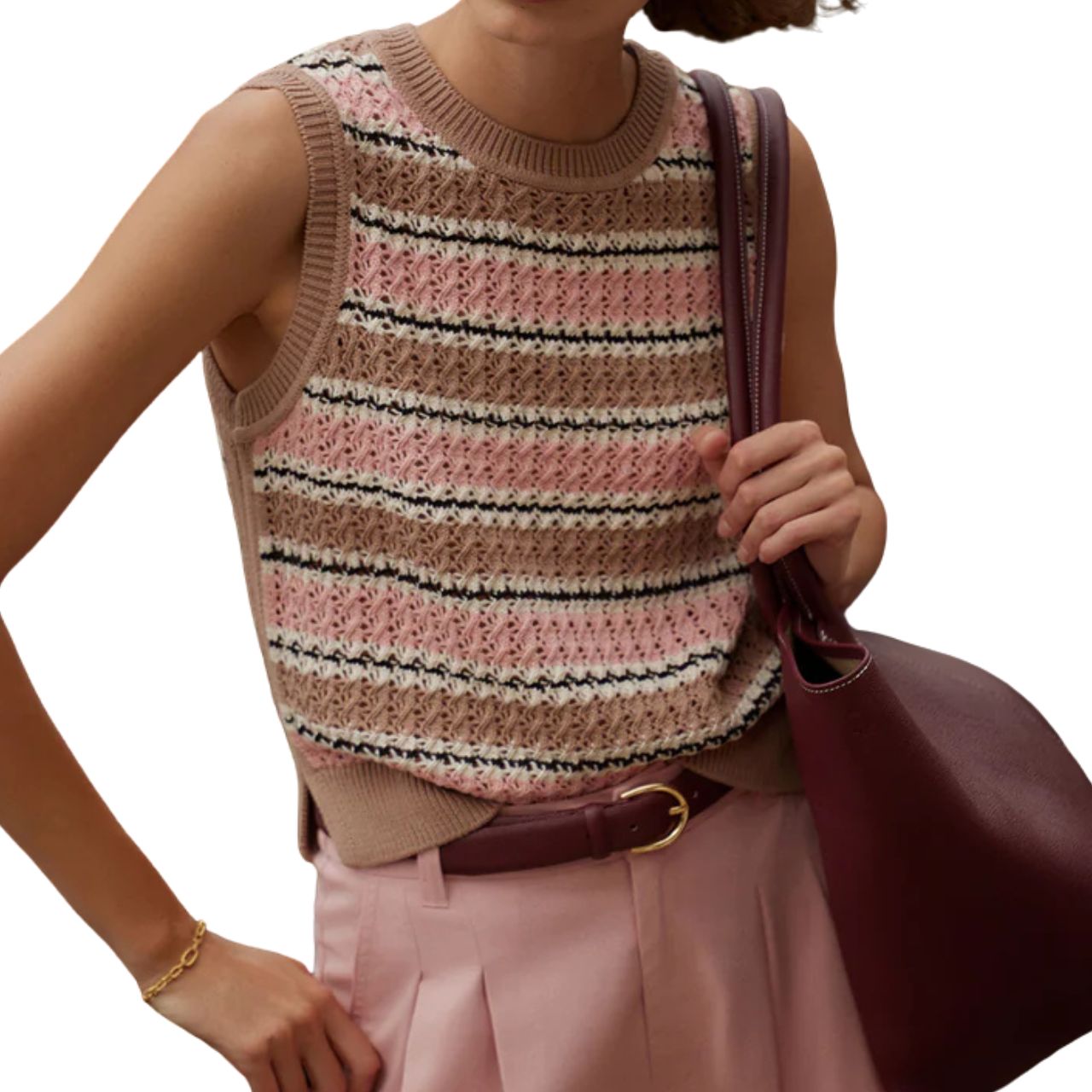 Deeley Stich Tank Taupe/Rose