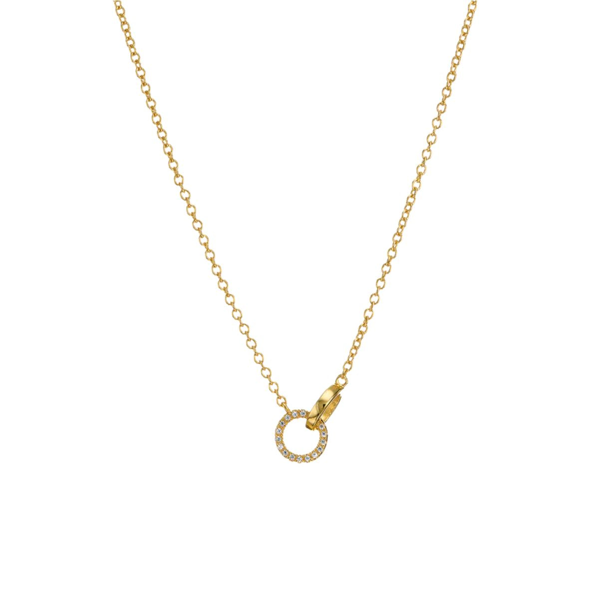 Pave Interlocking Circle Necklace Gold