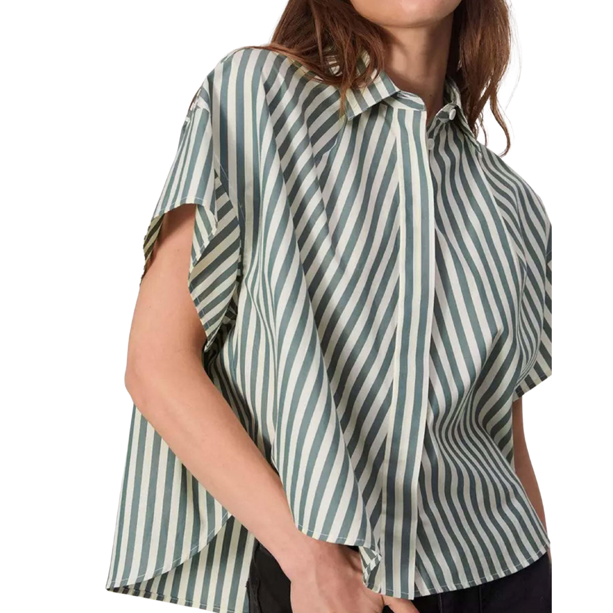 Martha Poplin Striped Shirt Green