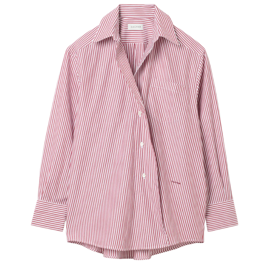 Asymmetric Shirt Red Stripe