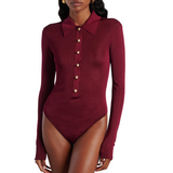 Burgandy Viscose Knit Bodysuit
