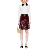 Burgundy Leather Mini Skirt