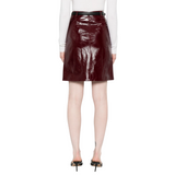 Burgundy Leather Mini Skirt