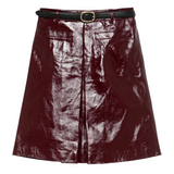 Burgundy Leather Mini Skirt