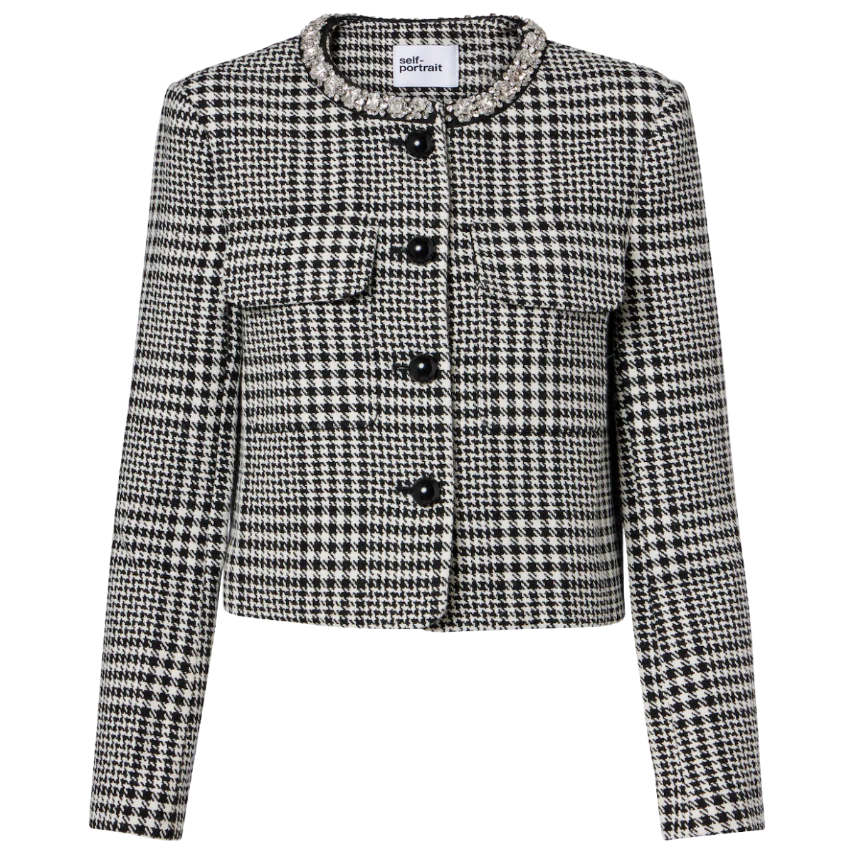 Houndstooth Crystal Trim Jacket