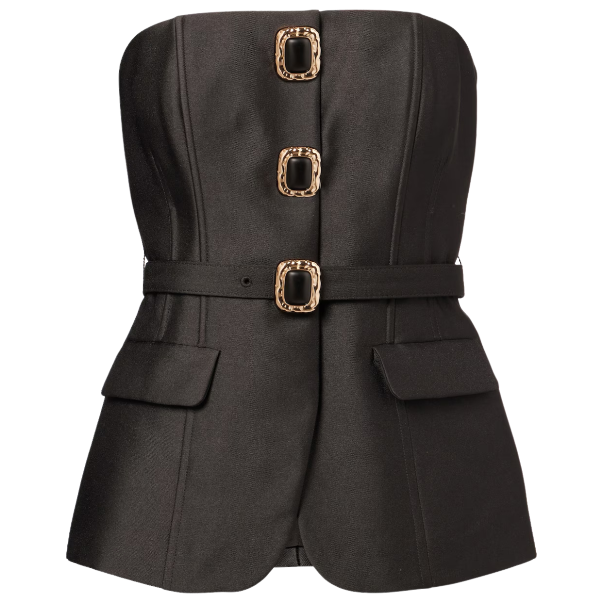 Black Taffeta Bandeau Top