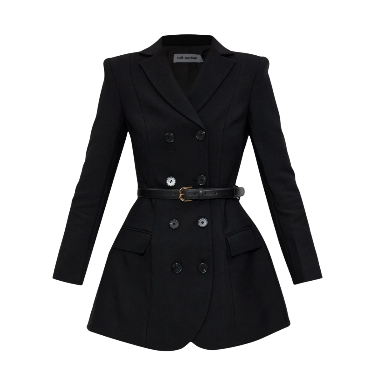 Black wool crepe mini dress
