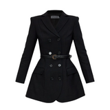 Black wool crepe mini dress