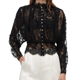 Black Lace High Neck Blouse