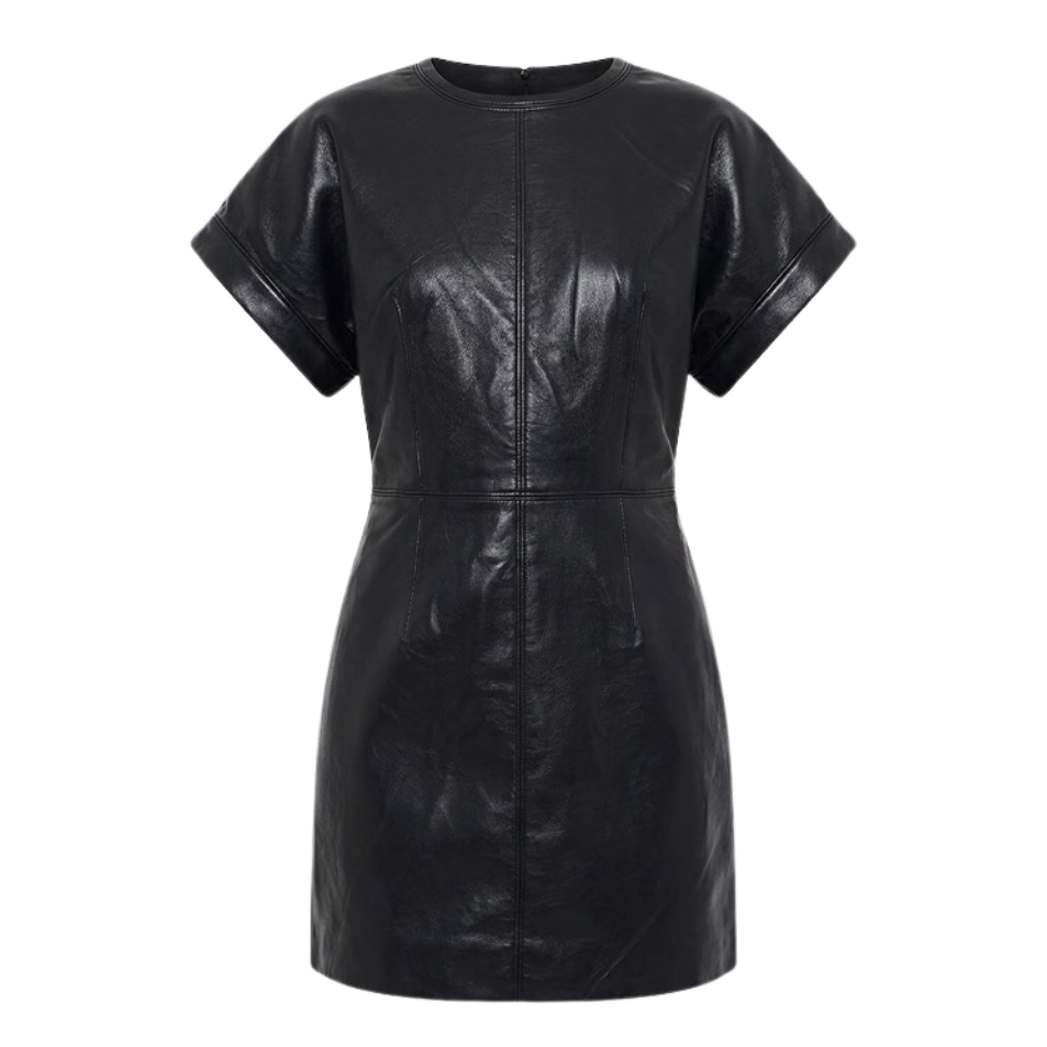 Zelie Dress Black Recycled Leather