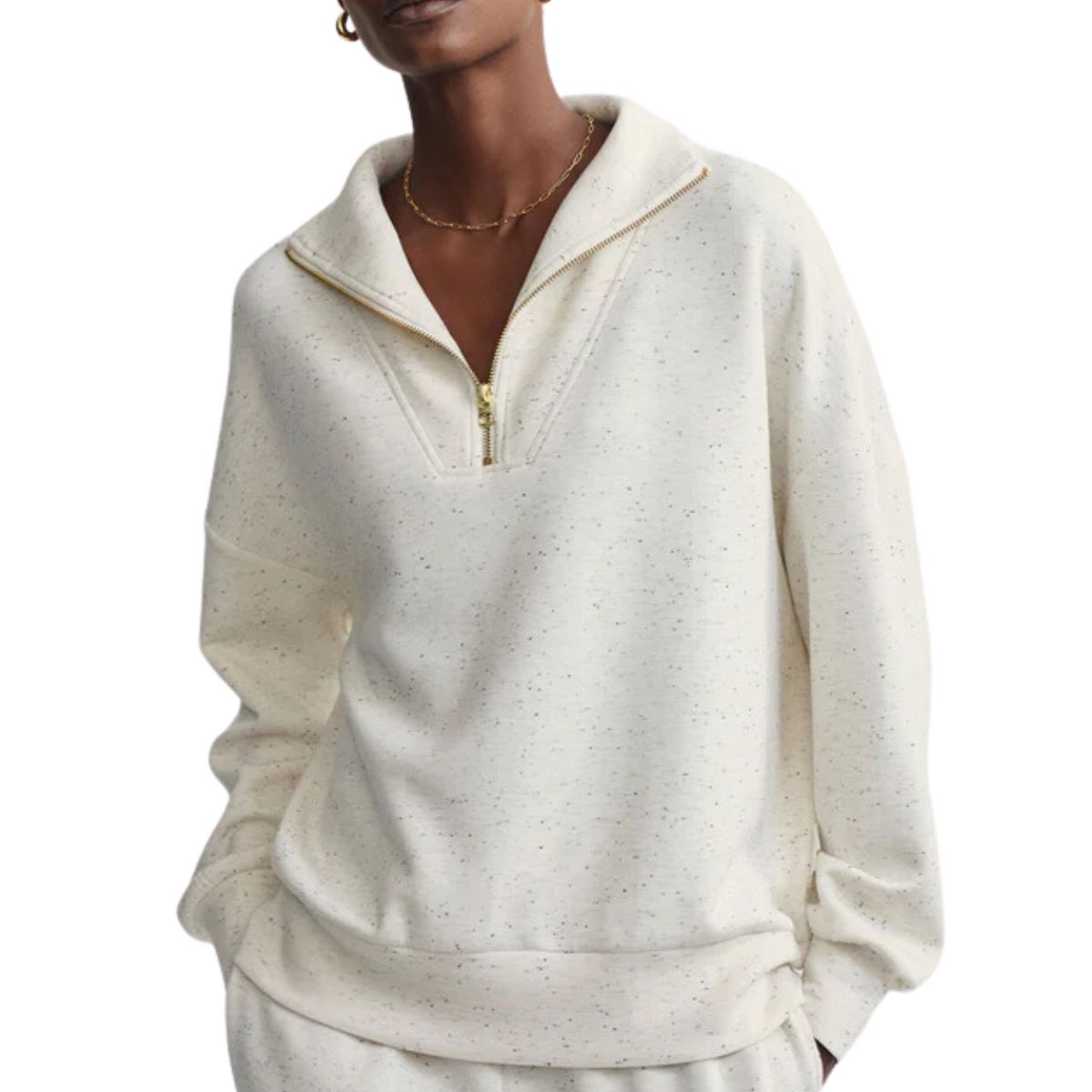 Hawley Half zip Ivory Marl Fleck