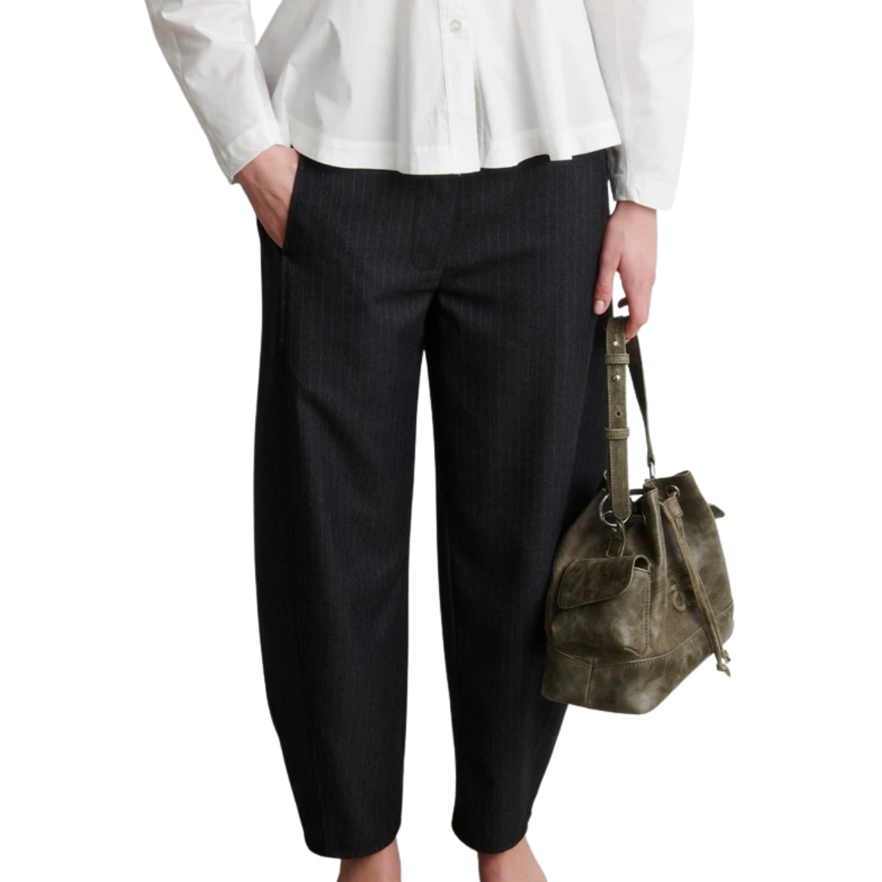 Vienne Barrel Trousers Dark Grey Melange