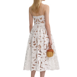 White Bow Embroidered Mini Dress