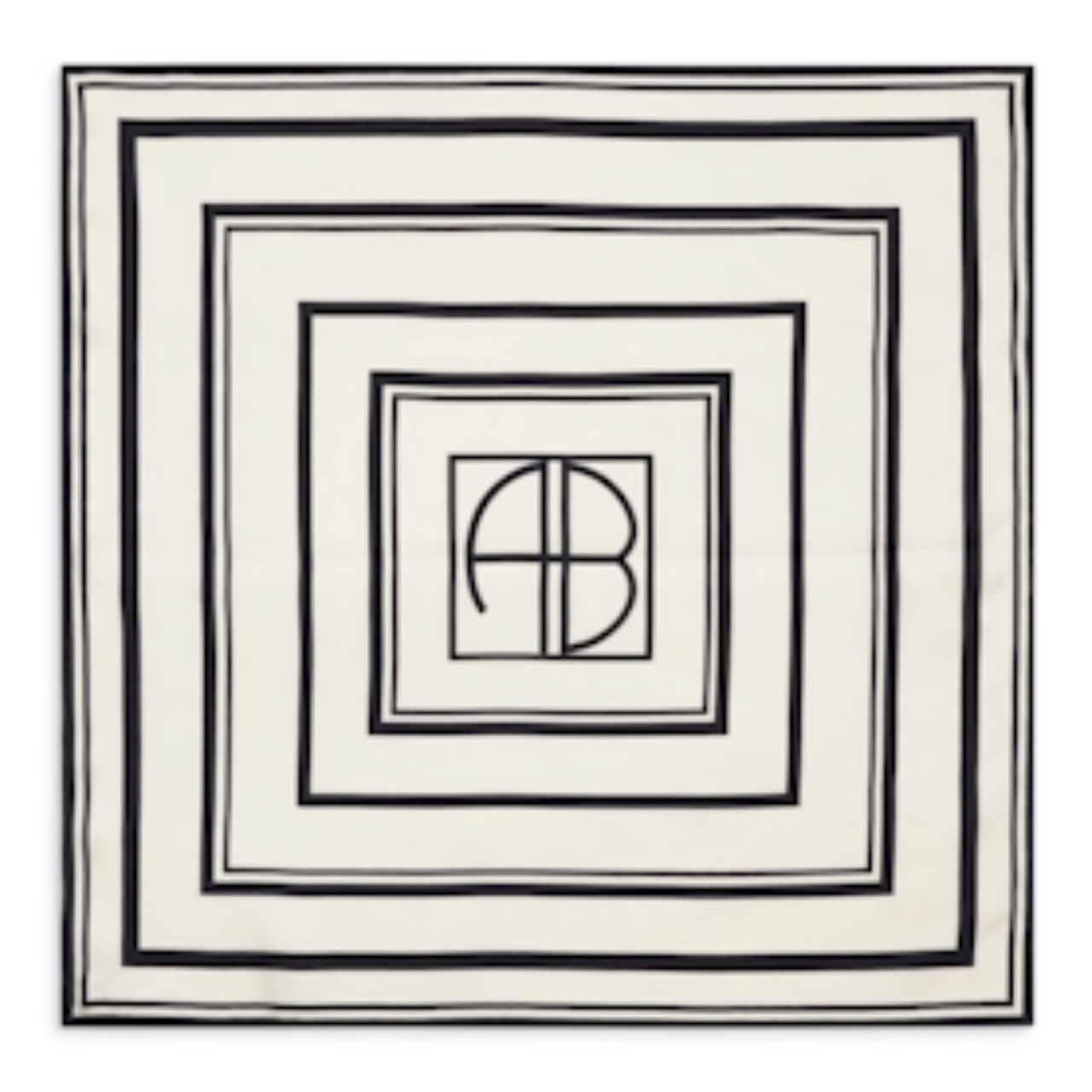 York Scarf Ivory and Black Monogram